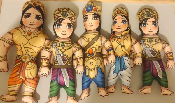Five Pandava Dolls, Indian Soft Toy, Indian Dolls, Hindu Dolls, Hindu Mythology dolls