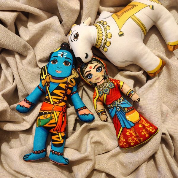 Shiva Dolls, Shiva Parvati Nandi Dolls, Indian Soft Toy, Indian Dolls, Hindu Dolls, Hindu Mythology dolls