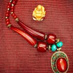 maroon handcrafted stone necklace