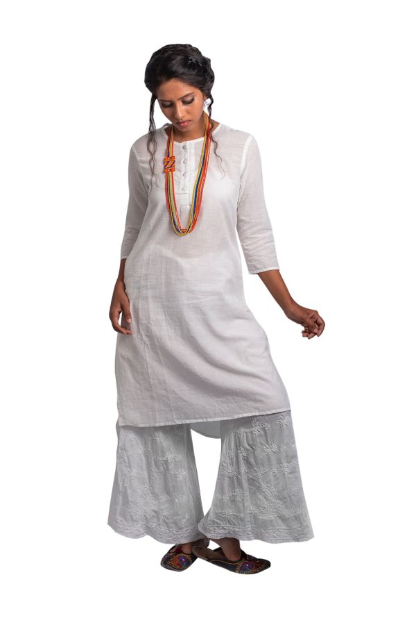 indic palate co, white high low kurta