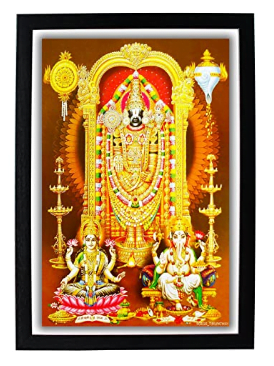Goddess Lakshmi and God Ganesh Ji HD Wooden Photo Frame (22.5X1x32.5 cm, Multicolour)