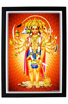 God Panchamukhi Hanuman ji Wooden HD Photo Frame (22.5X1x32.5 cm)