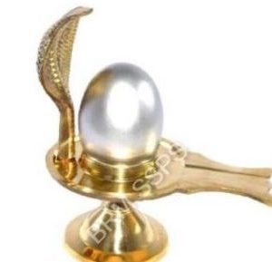 Mercury Shivling  with Detachable Brass Jalheri and Brass Snake Hood Shiv Lingam, spl,  (65-75 Gms)
