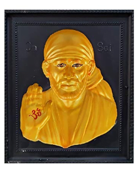 Sai Baba 3D Photo Frame for Home Decor & Gift(Sizes & Color Available) (Gold, 8 x 10 inch)