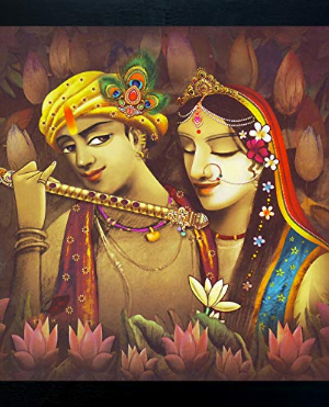 Lord Radha Krishna Painting Digitally Printed Classic Creative and Decorative Photo Frame/God Krishna Religious Digital Images for (30cm x 30cm)