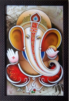Lord Ganesha/Ganesh Ji/GOD of Luck/Ganpati Photo Frame (34 cm x 49 cm x 1 cm, UV Print Without Glass)
