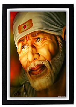 God Sai Baba Shirdi HD Wood Photo Frame (Multicolour, 22.5X1x32.5 cm)