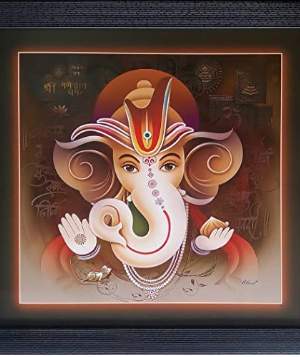 Lord Ganesha/Ganesh Ji/GOD of Luck/Gajanand Ganpati Photo Frame (34 cm x 34 cm x 1 cm)