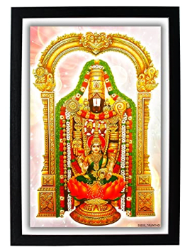 God Balaji and Goddess Lakshmi HD Photo Wooden Frame (22.5X1x32.5cm)