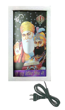 Guru nanak god Photo Frame with led Light - (23 cm x 13 cm)
