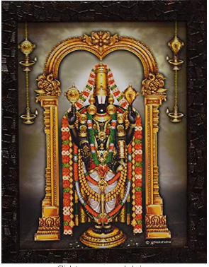 God Photo Frames Tirupati Balaji Photo Frame for Wall Hanging/Venkateswara/Perumal Photo with Good Finishing Fiber Frame Design (10. 5 Inch * 13.5 Inch)
