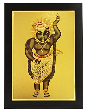 God Shreenathji Maharaj Gold Plated Wooden Photo Frame (35x26x1 cm, Multicolour)