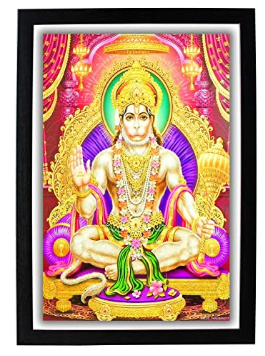 God Hanuman ji HD Photo Frame/Lord Bajrangbali/Pavanputra/Hanumanji/Positive Vibes/High Definition Digital Photo Print/Poster/Shree Ganesh Enterprise Gifting Solutions / 22.5X1x32.5 cm