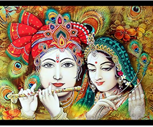 Lord Radha Krishna Painting Digitally Printed Classic Creative and Decorative Photo Frame/God Krishna Religious Digital Images for Radha Krishna (12×18 inch)