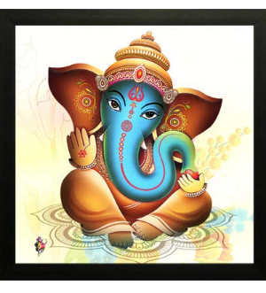 Lord Ganesha Painting Digitally Printed Classic Creative and Decorative Photo Frame/God Ganesh Religious Digital Images for Ganesh (12x12 inch)