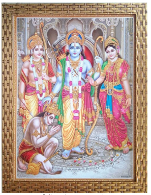 Ram Darbar Lord "Shri Ram" "Goddess Sita Mata" "Lakshmana Ji" with "Hanuman Ji" god photo frames Paintings (Acrylic sheet, 34.5 x 44.5 x 1 cm, Golden)