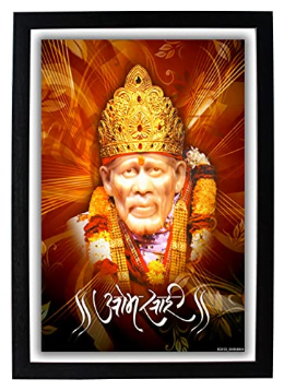 God Sai Baba Shirdi HD Photo Frame/Positive Vibes/High Definition Digital Photo Print/Poster/Shree Ganesh Enterprise Gifting Solutions / 22.5X1x32.5 cm