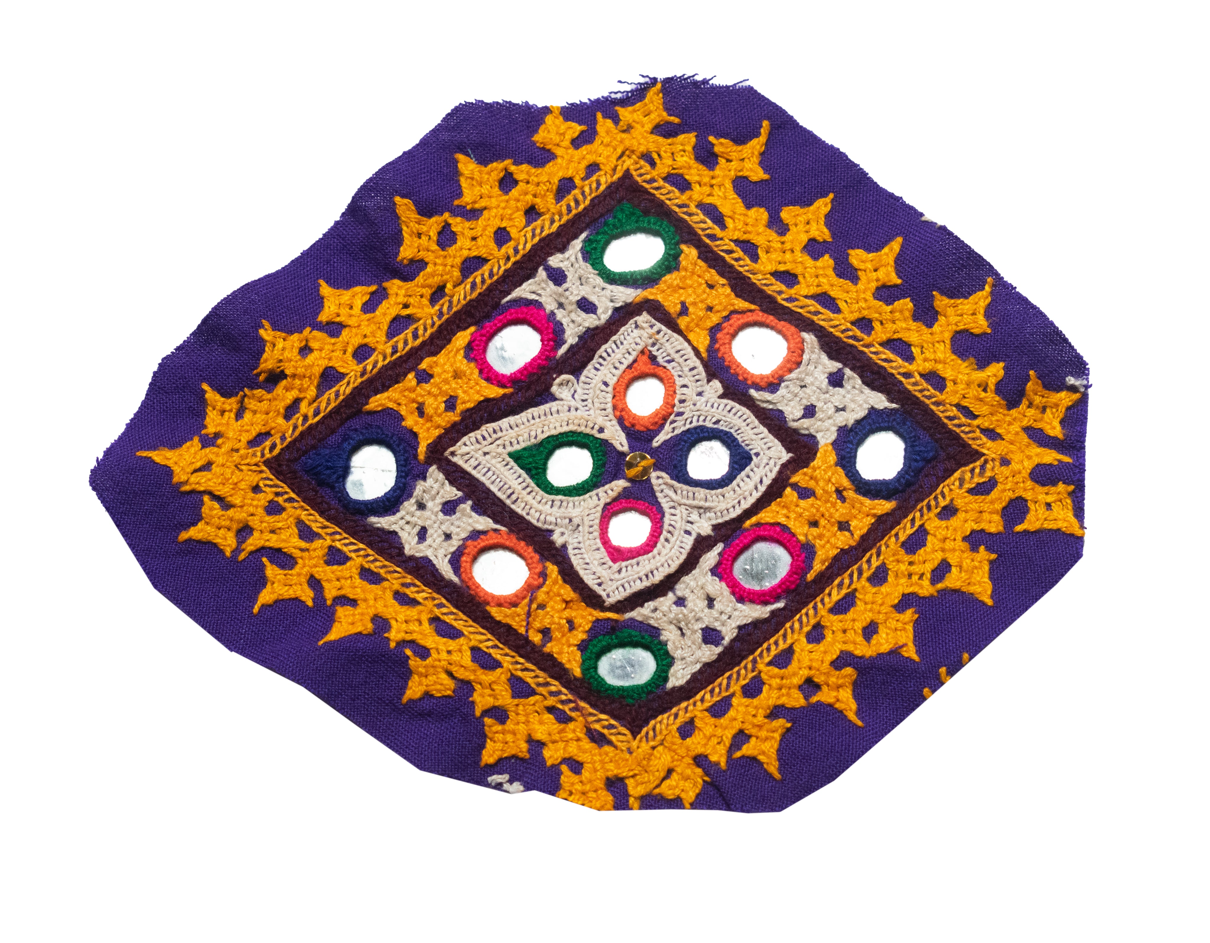 Aahir Hand Embroidery With Rhombus design Fine Mirror and Threadwork Embroidery