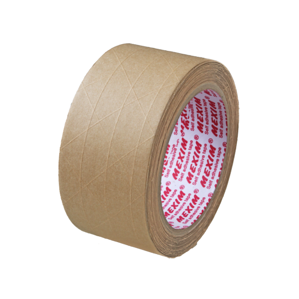 Ecosattva Water Activated Kraft Paper Tape | Brown Scrim Reinforced | 48 mm x 50 meters x 6 Rolls, Provides Tamer Proof Application