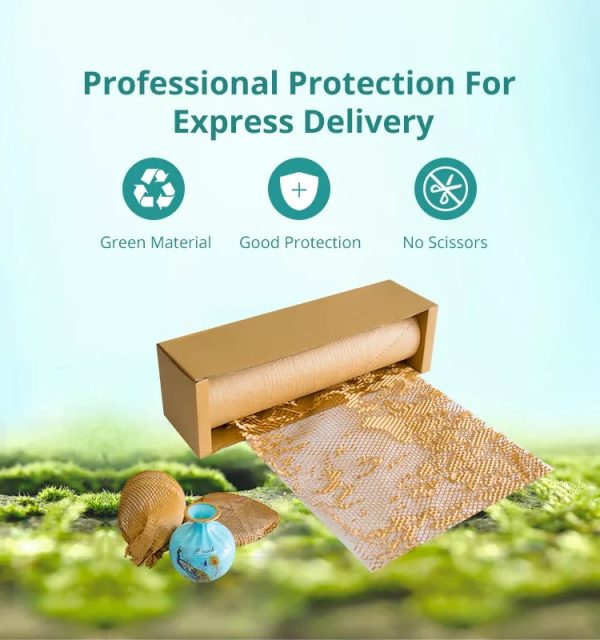 Ecosattva GreenWrap Roll + Dispenser Box | 500 mm x 80 meters Roll (Expandable up-to 70%), Replacement for Plastic Bubble Wrap, Pack of 1