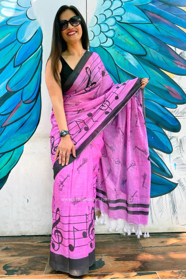 Jamun: Pure Mul Cotton Saree in Mauve Colour